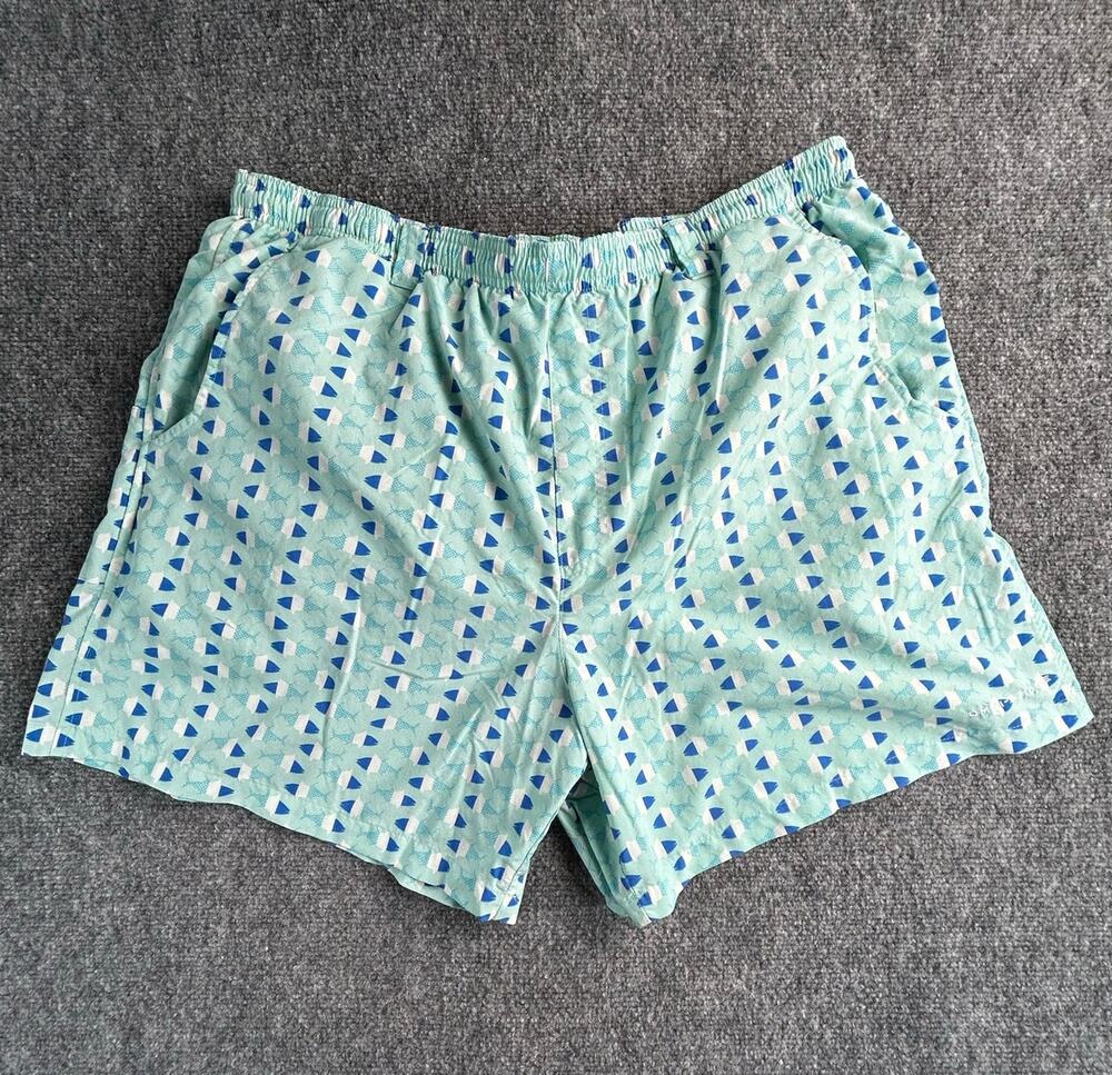 Columbia PFG Men's Fish Print Swim Trunks Board Shorts XL Blue Green